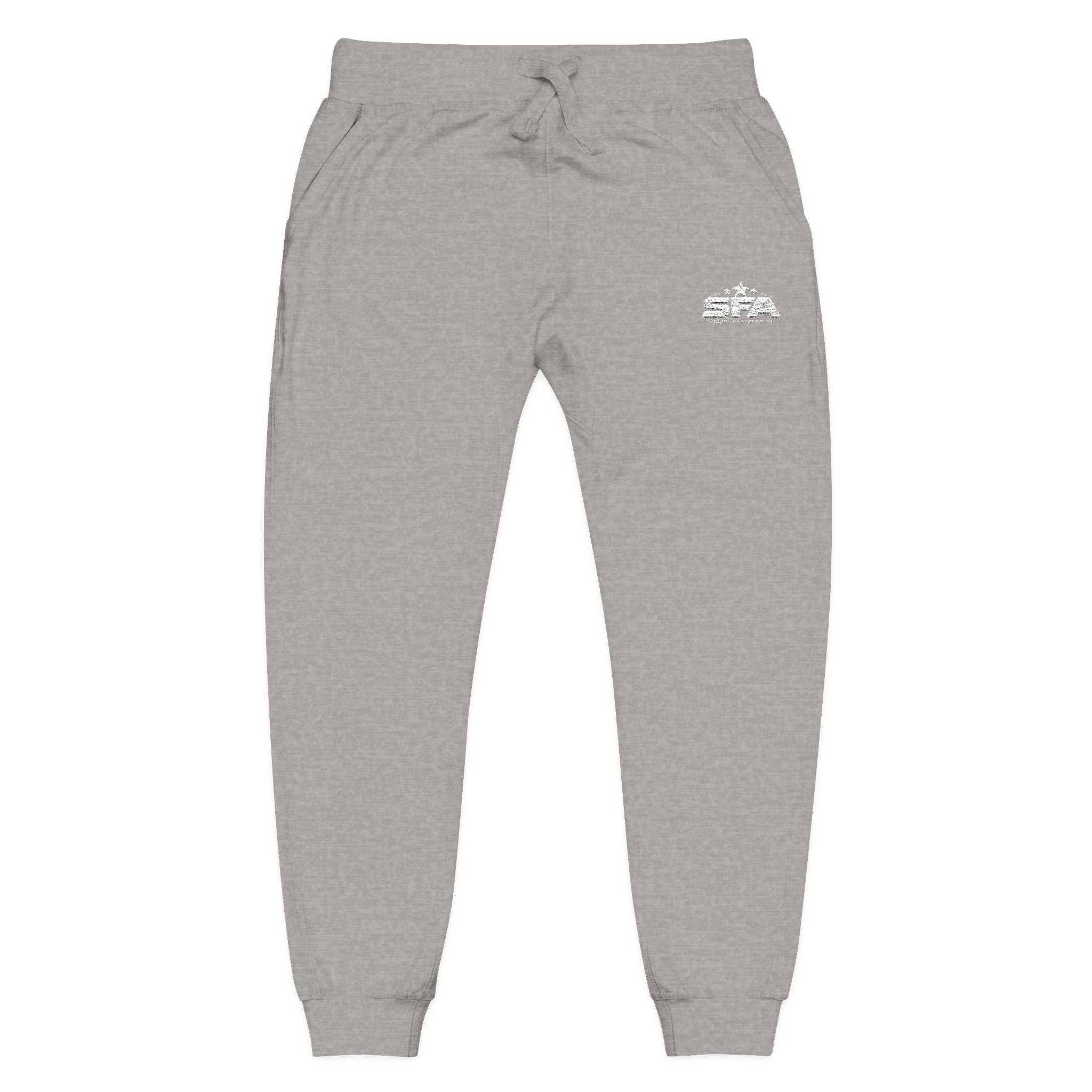 Embroidered Fleece Sweatpants — Cozy Coral Joggers with Subtle Chest Patch
