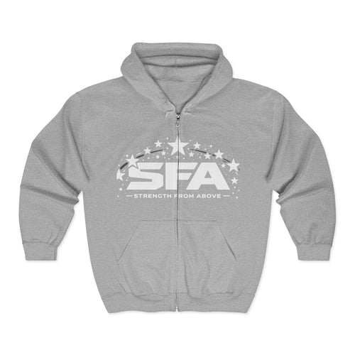 Strength From Above Zip Hoodie — SFA Logo Stars Full‑Zip Sweatshirt