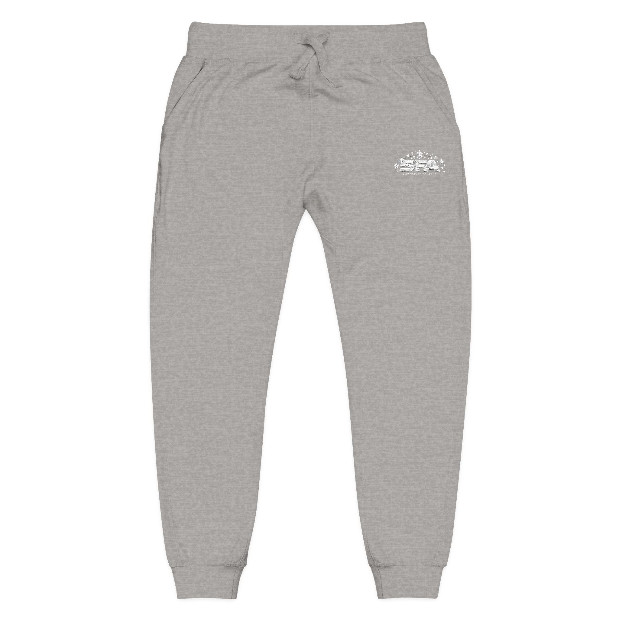 Embroidered Fleece Sweatpants — Cozy Coral Joggers with Subtle Chest Patch