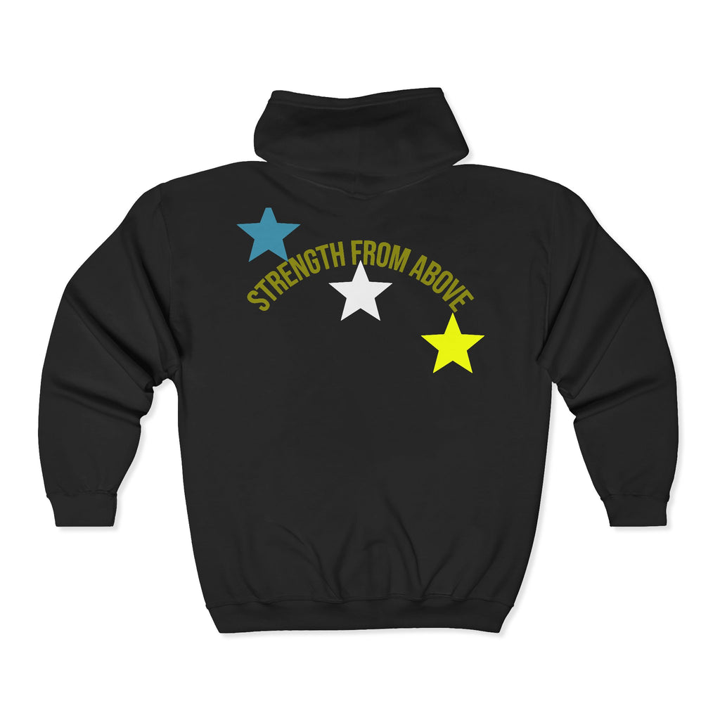 Strength From Above Zip Hoodie — SFA Logo Stars Full‑Zip Sweatshirt