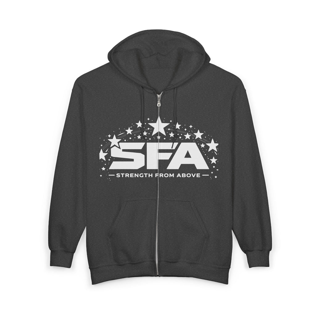 Strength From Above Zip Hoodie — SFA Logo Stars Full‑Zip Sweatshirt
