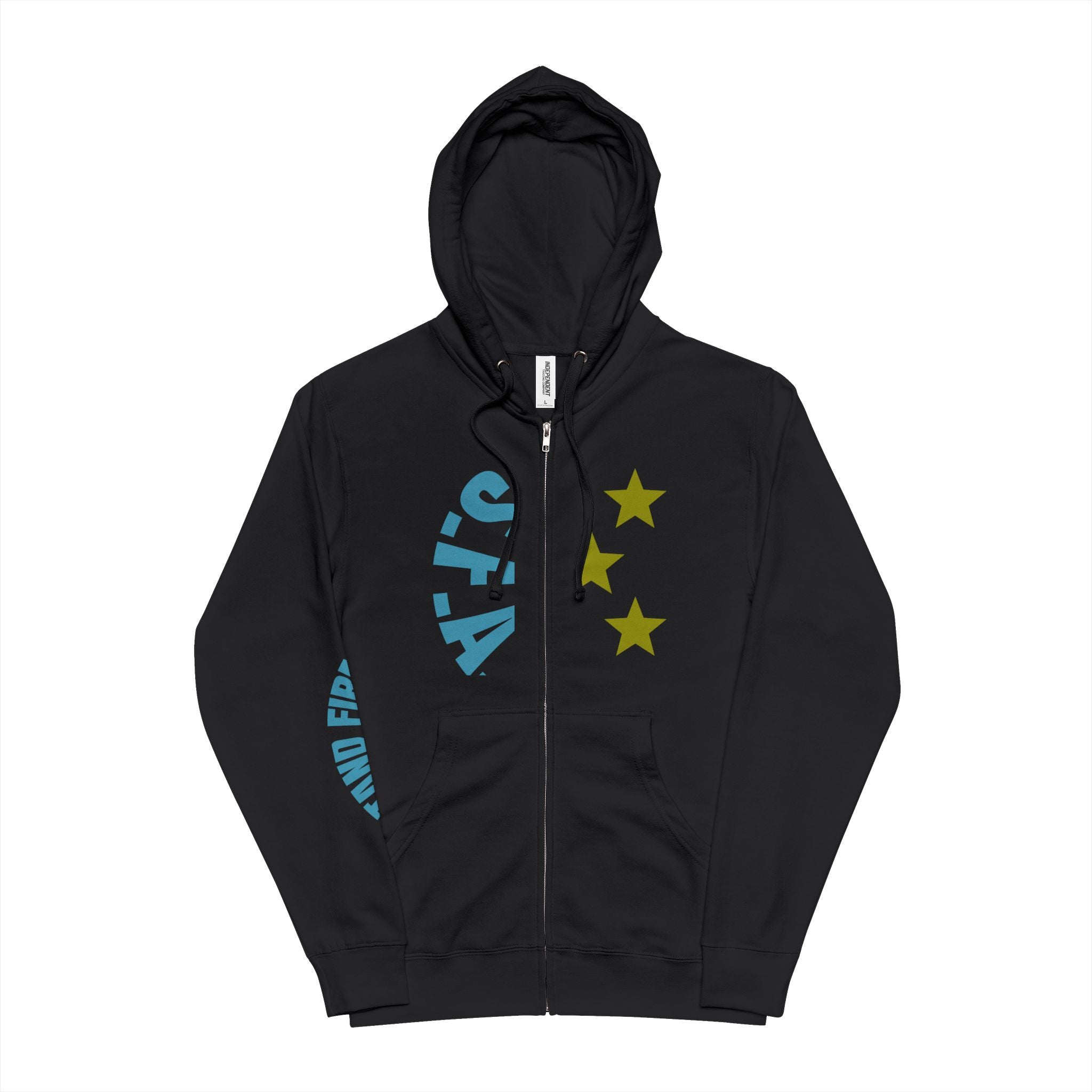 Strength From Adversity hoodie | zip up hoodie with stars and circular text