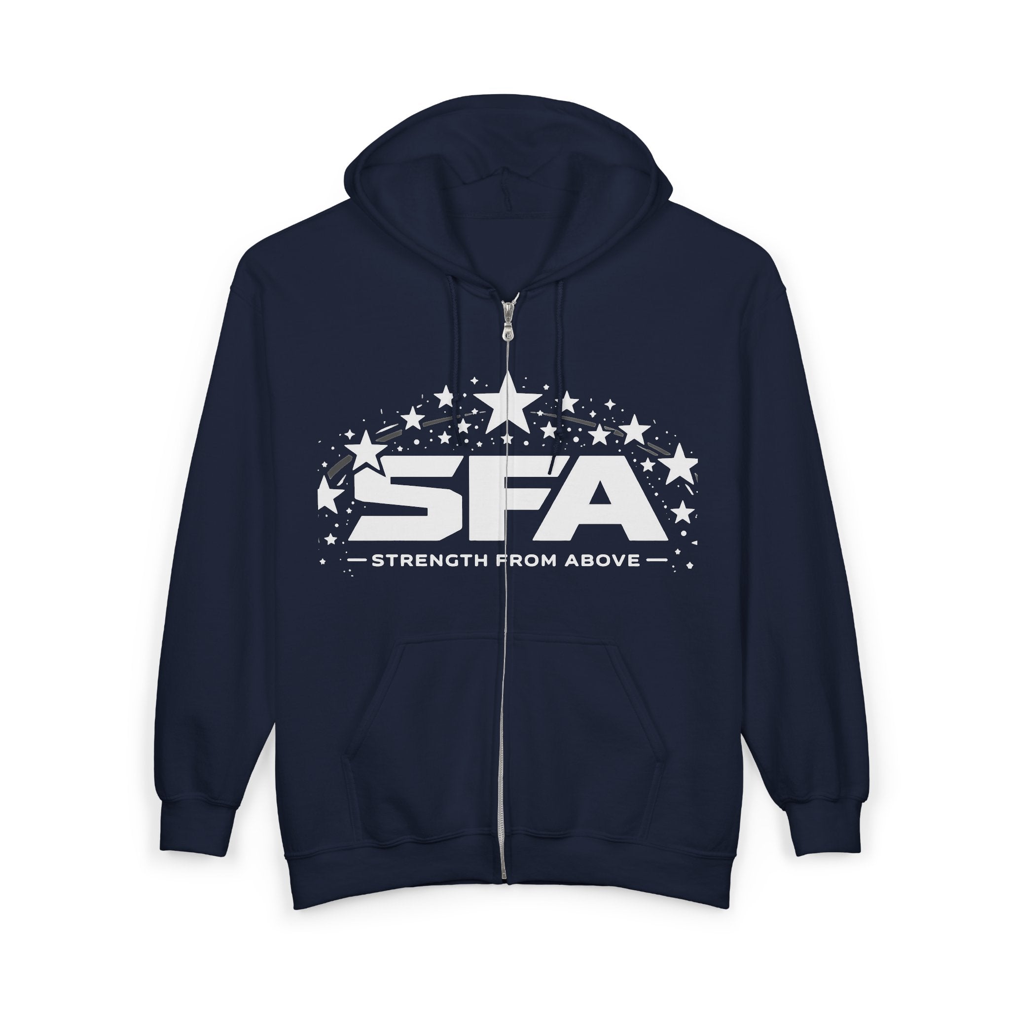 Strength From Above Zip Hoodie — SFA Logo Stars Full‑Zip Sweatshirt