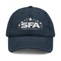 Distressed Embroidered Dad Hat — SFA Stars Logo with 2 Cor 12:10 Back