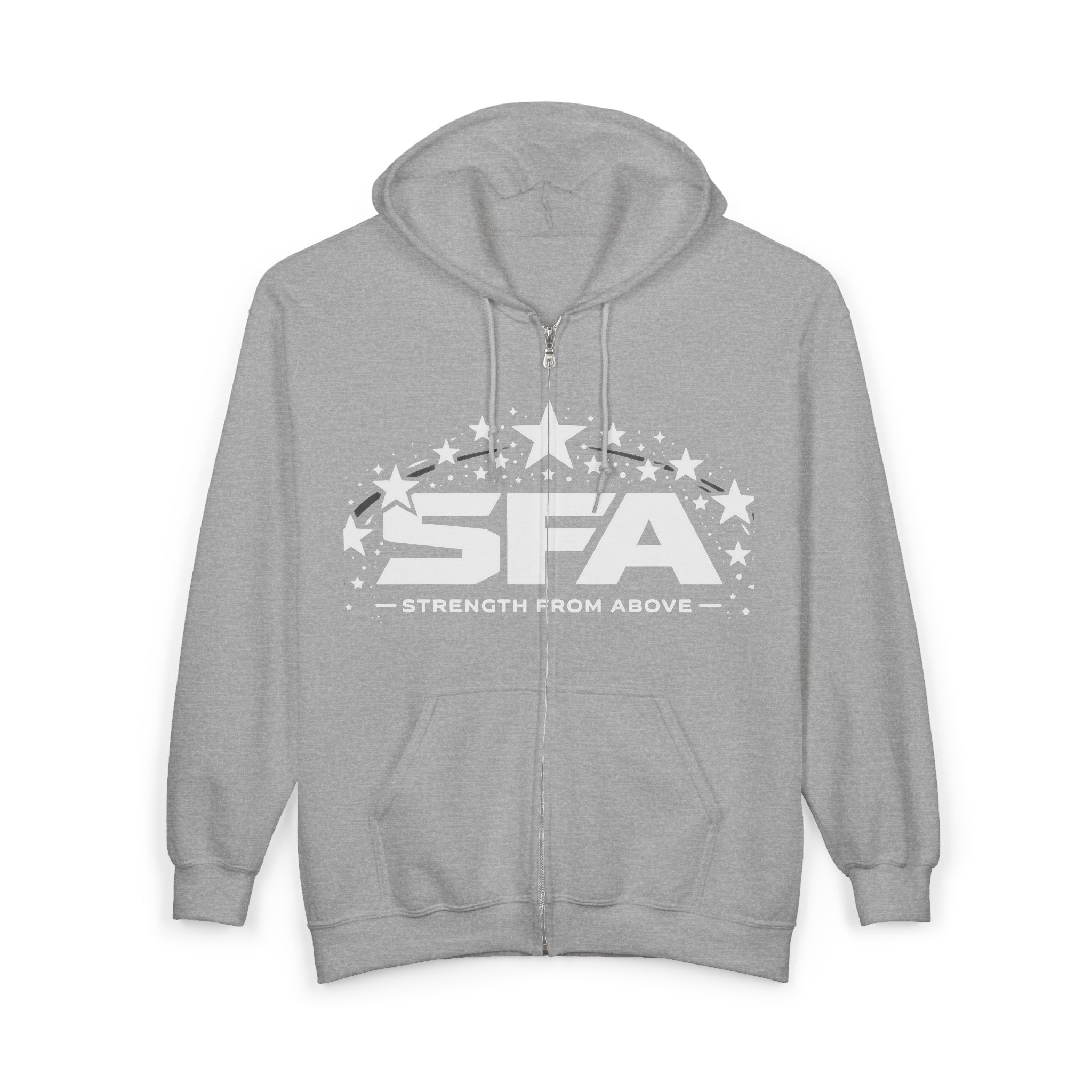 Strength From Above Zip Hoodie — SFA Logo Stars Full‑Zip Sweatshirt