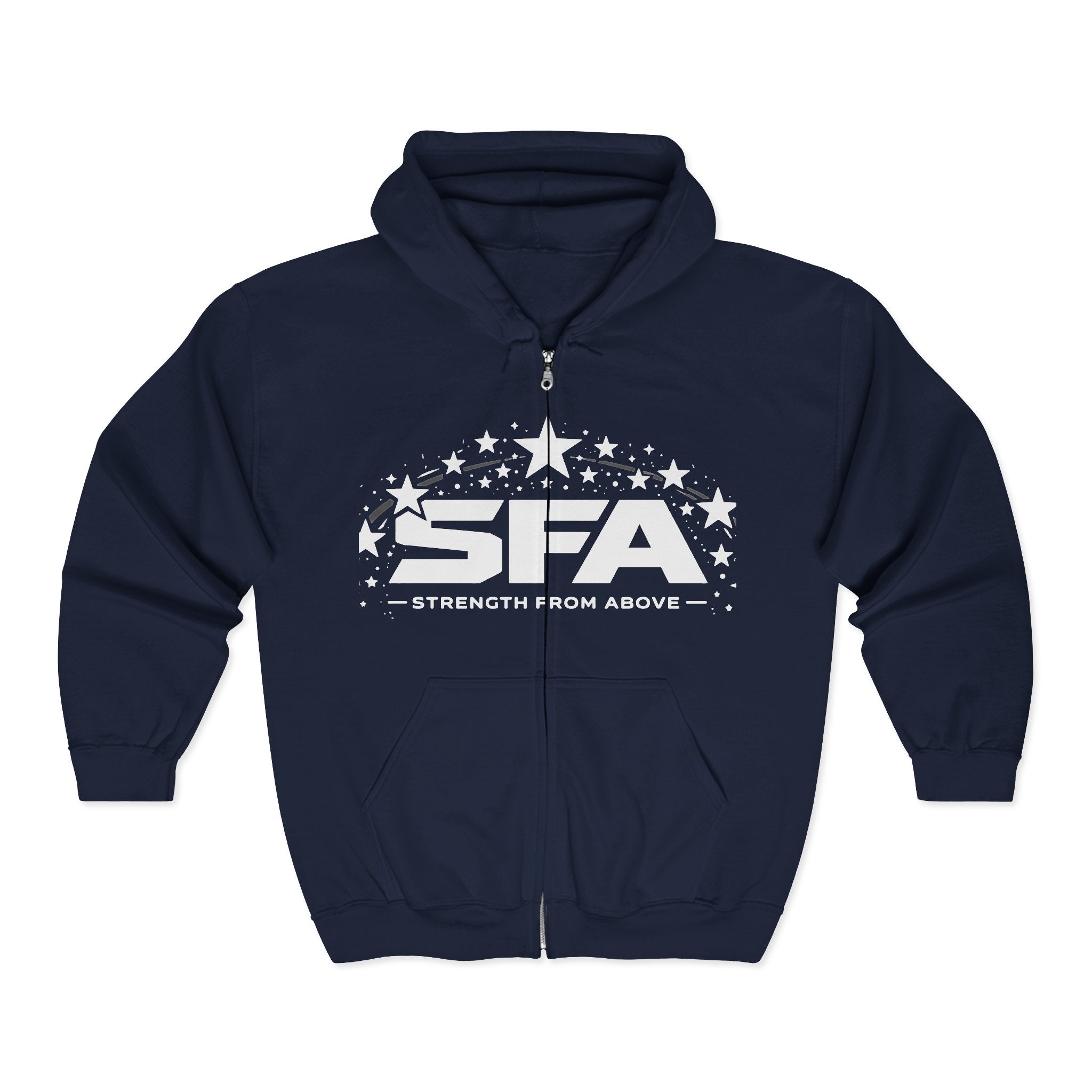 Strength From Above Zip Hoodie — SFA Logo Stars Full‑Zip Sweatshirt